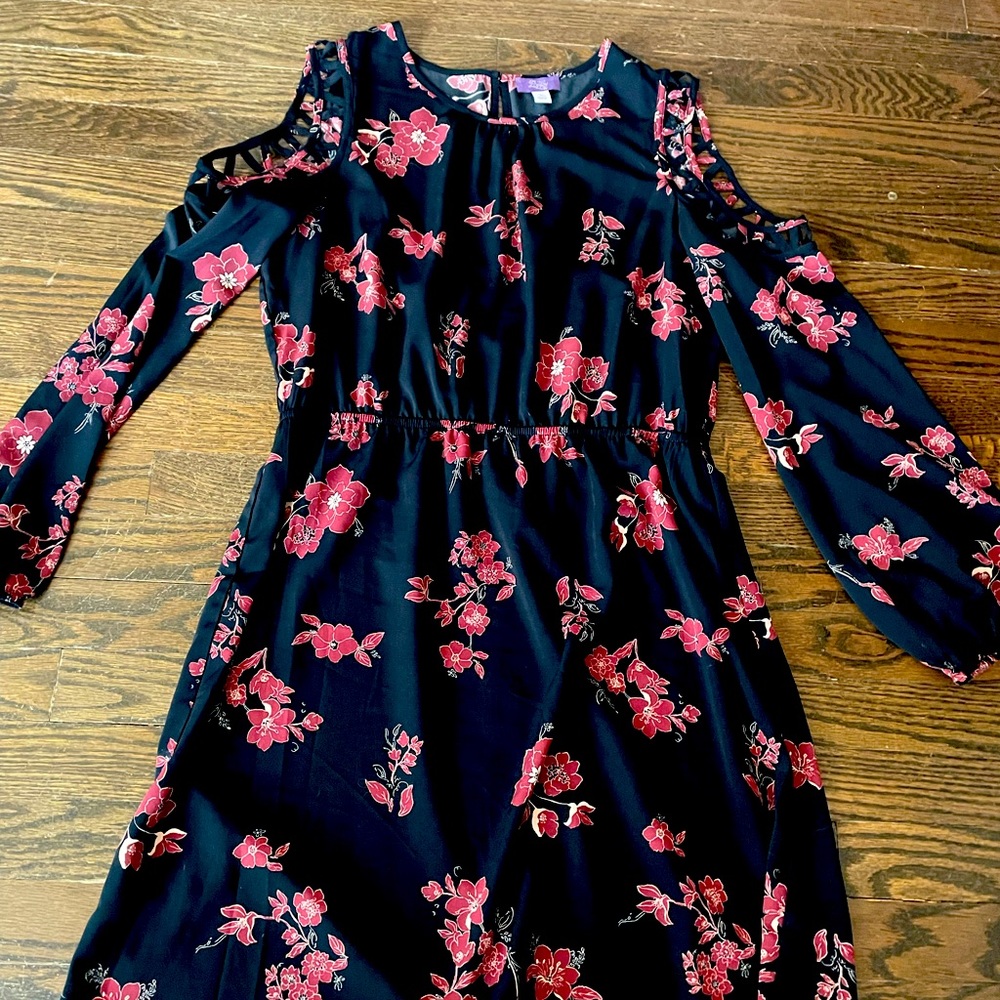 Long sleeved open shoulder silky dress